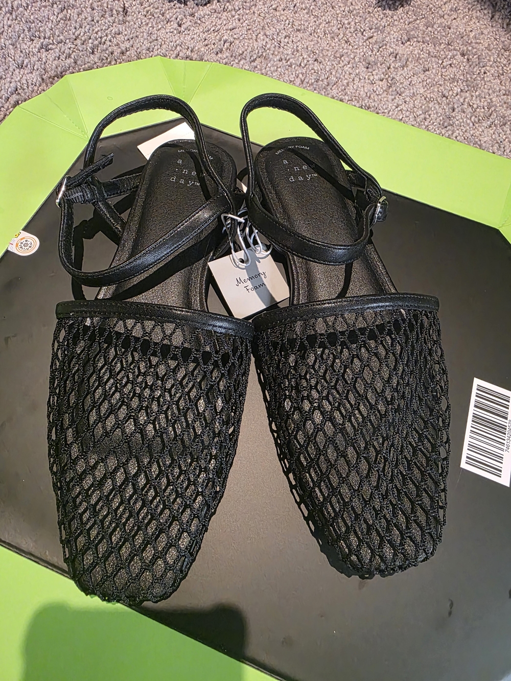 a new day Black Mesh Slingback Flats